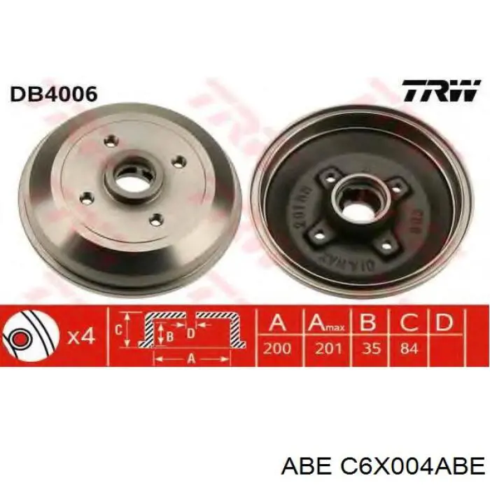 Барабан гальмівний задній C6X004ABE ABE