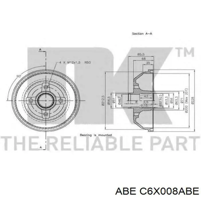 Купити C6X008ABE ABE Барабан гальмівний задній