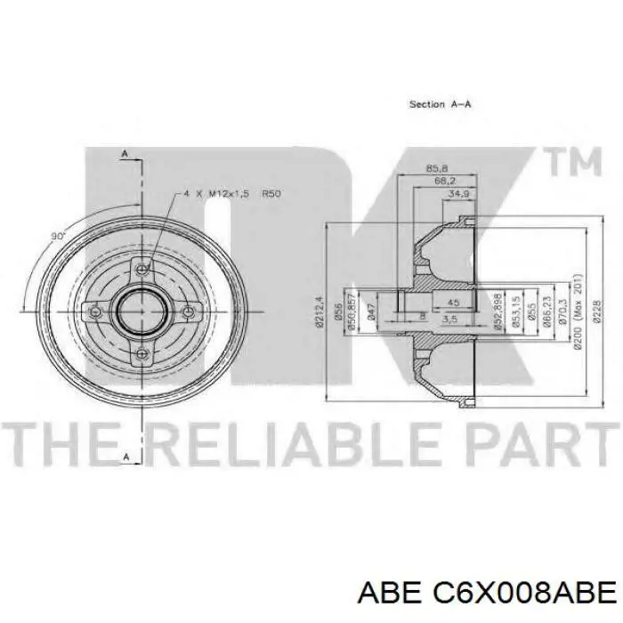 Барабан гальмівний задній C6X008ABE ABE