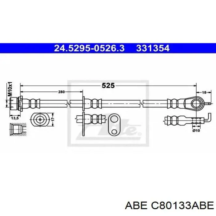 Шланг гальмівний передній, правий C80133ABE ABE