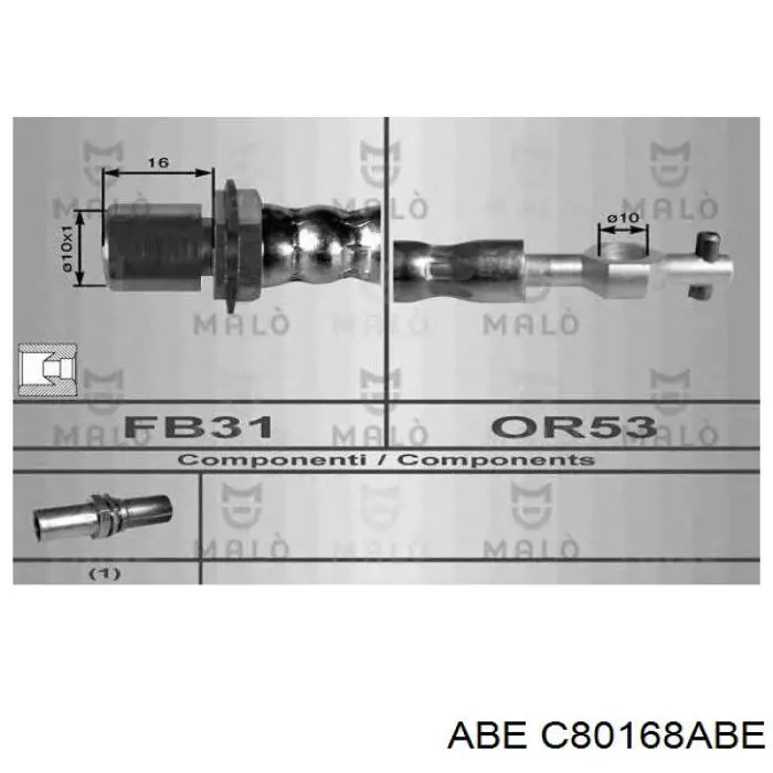 Шланг гальмівний передній ABE C80168ABE ціна, від 10.31 USD