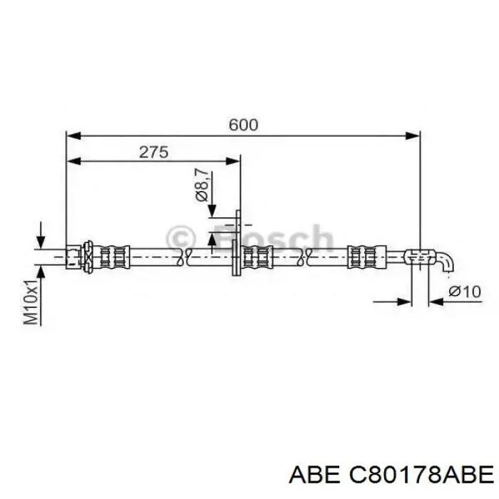 C80178ABE ABE шланг гальмівний задній, правий