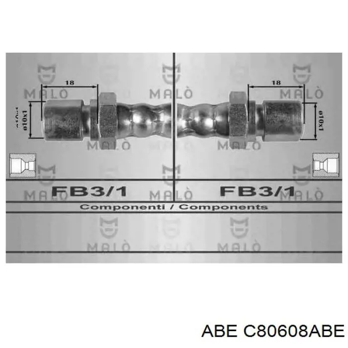 Шланг гальмівний задній, правий ABE C80608ABE ціна, від 5.37 USD