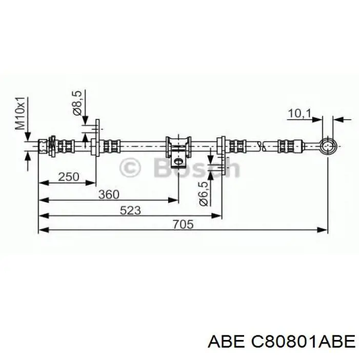 Шланг гальмівний передній, лівий ABE C80801ABE ціна, від 14.14 USD