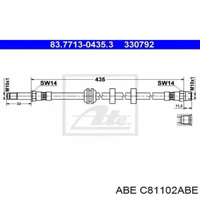 Шланг гальмівний передній ABE C81102ABE