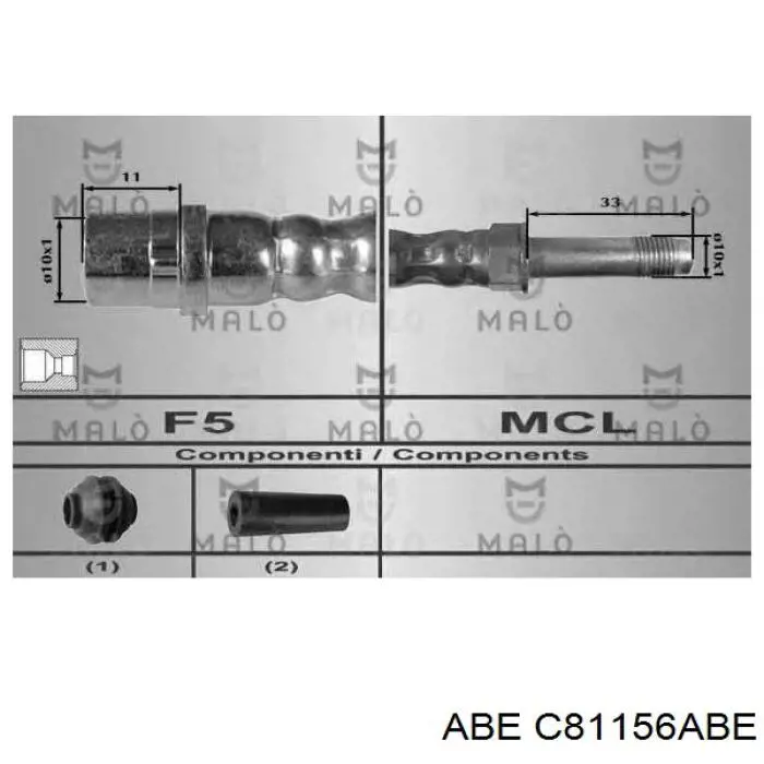 Шланг гальмівний передній ABE C81156ABE