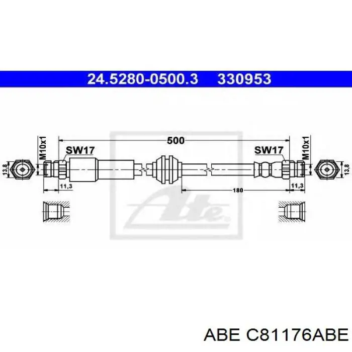 Купити C81176ABE ABE Шланг гальмівний задній