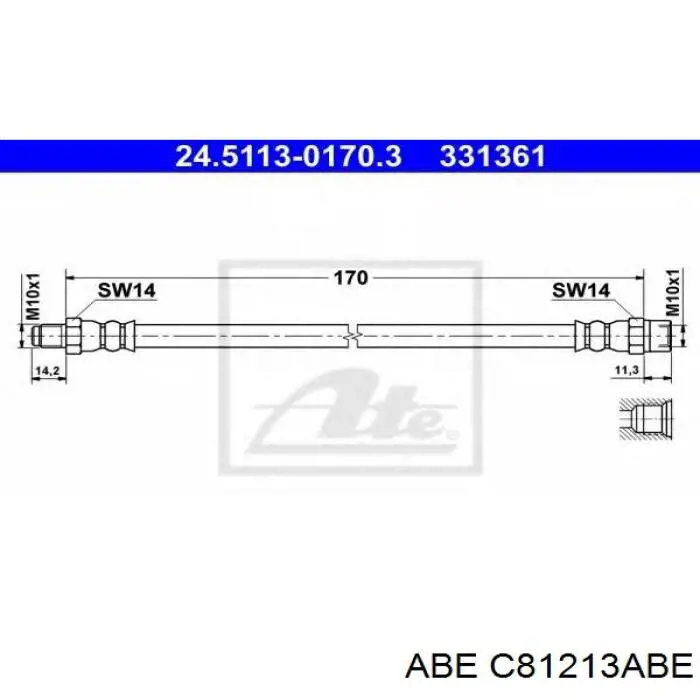 C81213ABE ABE Шланг гальмівний задній