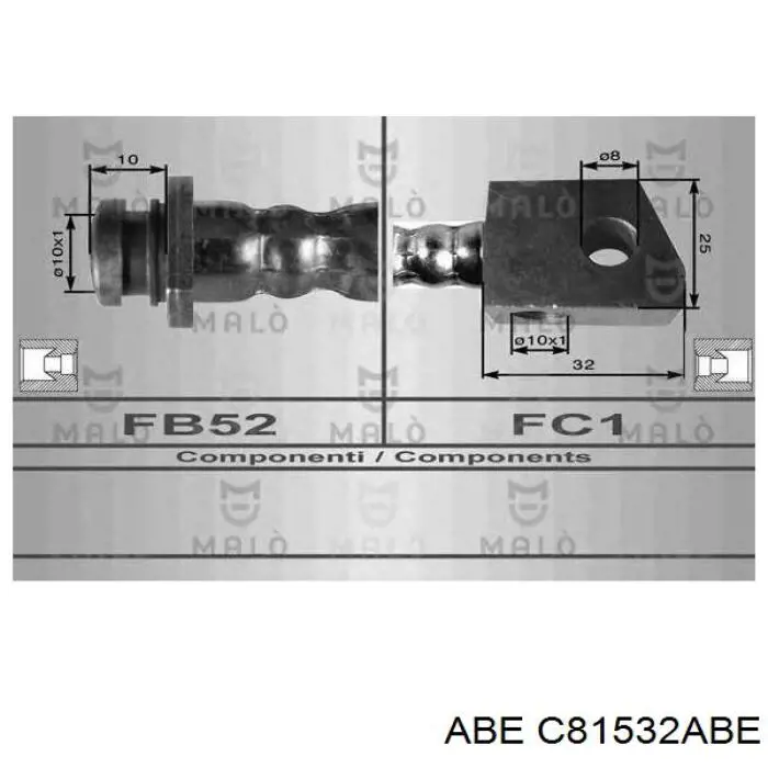 Шланг гальмівний передній, правий Brembo T56143 ціна, від 15.26 USD