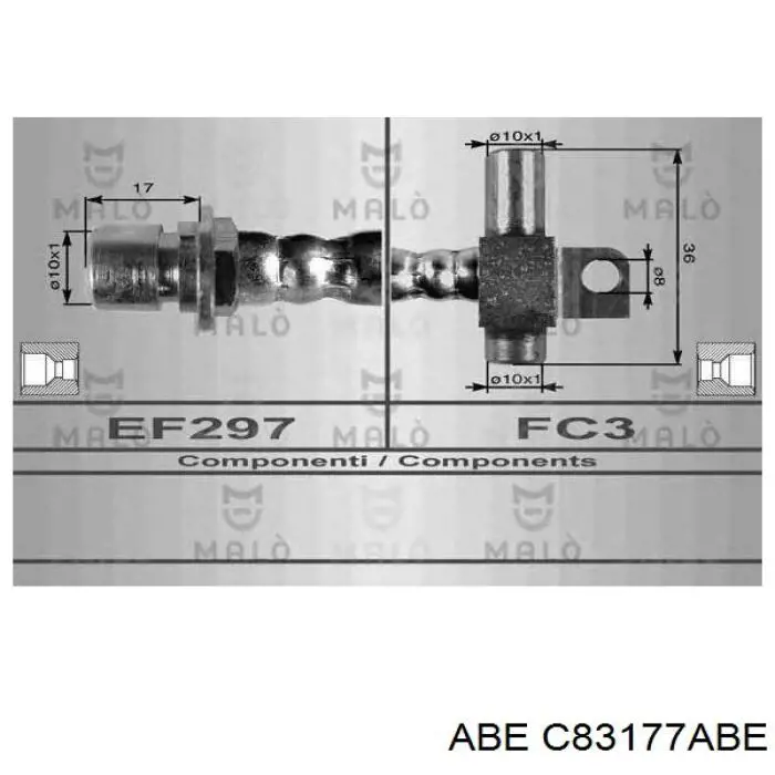 Шланг гальмівний задній C83177ABE ABE