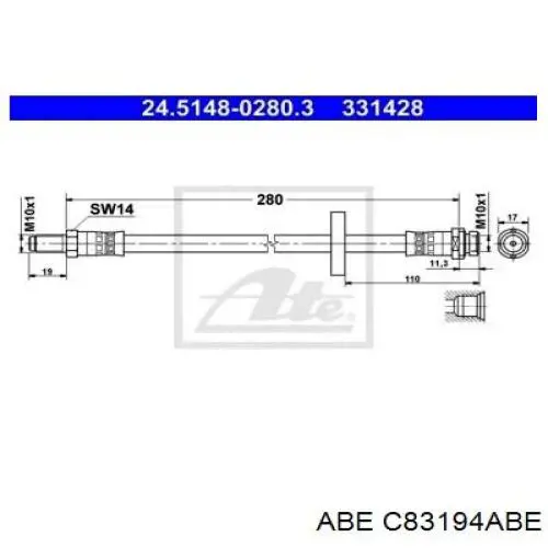 Купити C83194ABE ABE Шланг гальмівний задній