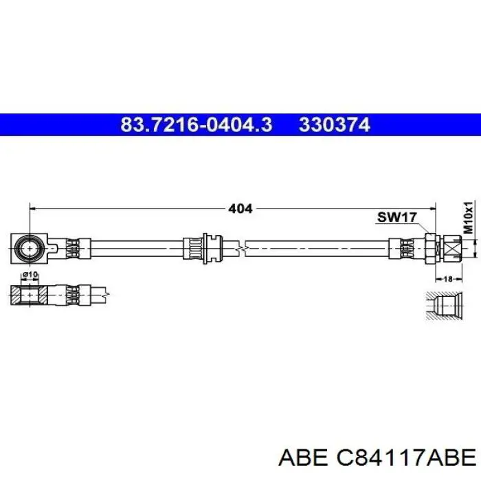 C84117ABE ABE Гнучка гальмівна трубка передня