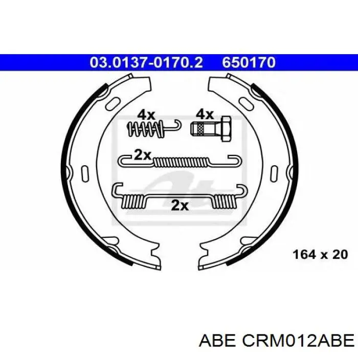 Колодки стоянкового гальма ABE CRM012ABE