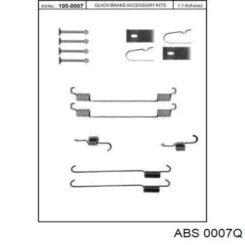 Монтажний комплект задніх барабанних колодок ABS 0007Q ціна, від 7.76 USD