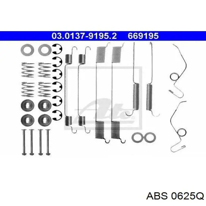 Монтажний комплект задніх барабанних колодок ABS 0625Q ціна, від 18.66 USD