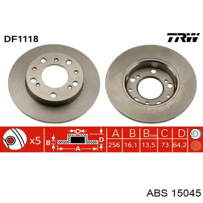 Диск переднього гальма ABS 15045 ціна, від 29.97 USD