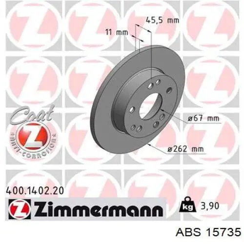 Диск переднього гальма ABS 15735 ціна, від 35.39 USD