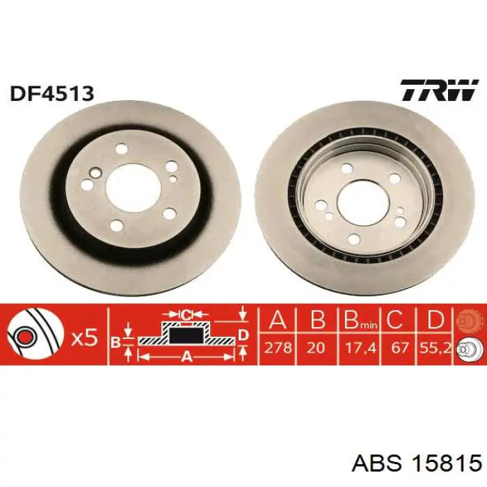 Купити 15815 ABS Диск заднього гальма