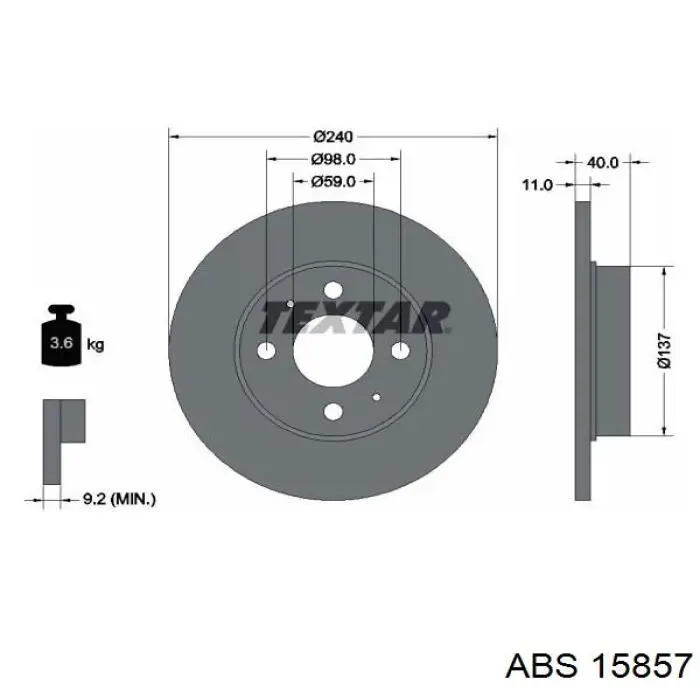 Купити 15857 ABS Диск заднього гальма