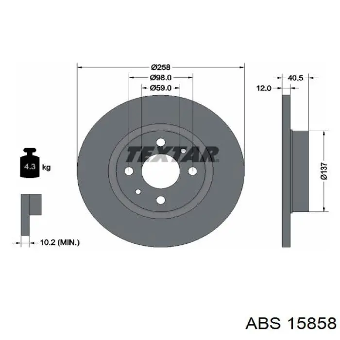 Диск переднього гальма ABS 15858 ціна, від 25.45 USD