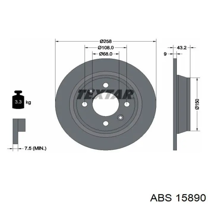 Купити 15890 ABS Диск заднього гальма