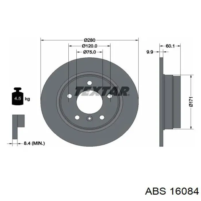 Задні дискові гальма ABS 16084 ціна, від 24.87 USD
