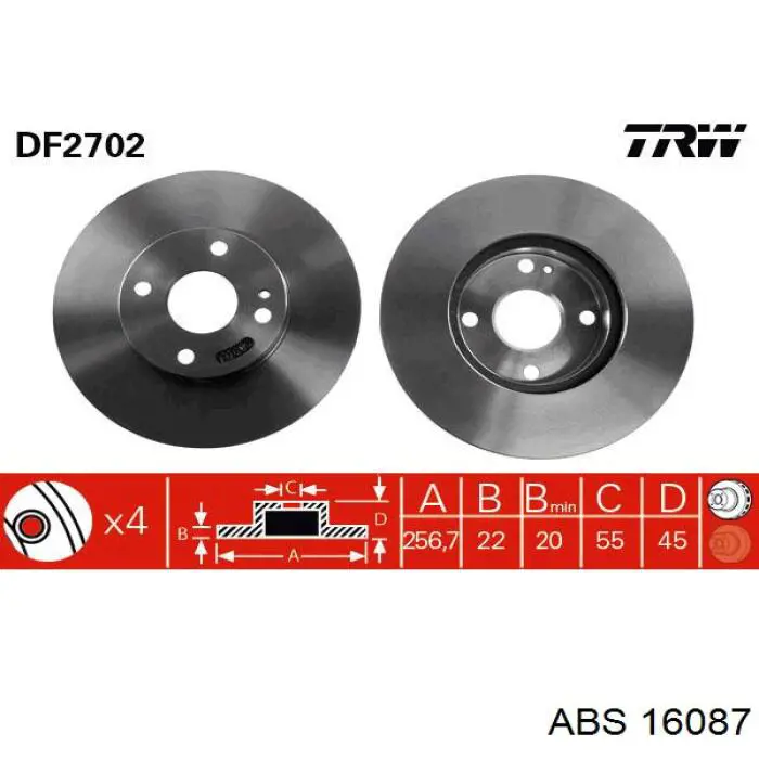 16087 ABS диск гальмівний передній