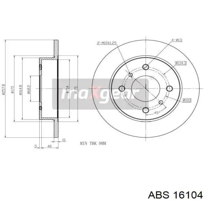 16104 ABS диск гальмівний задній