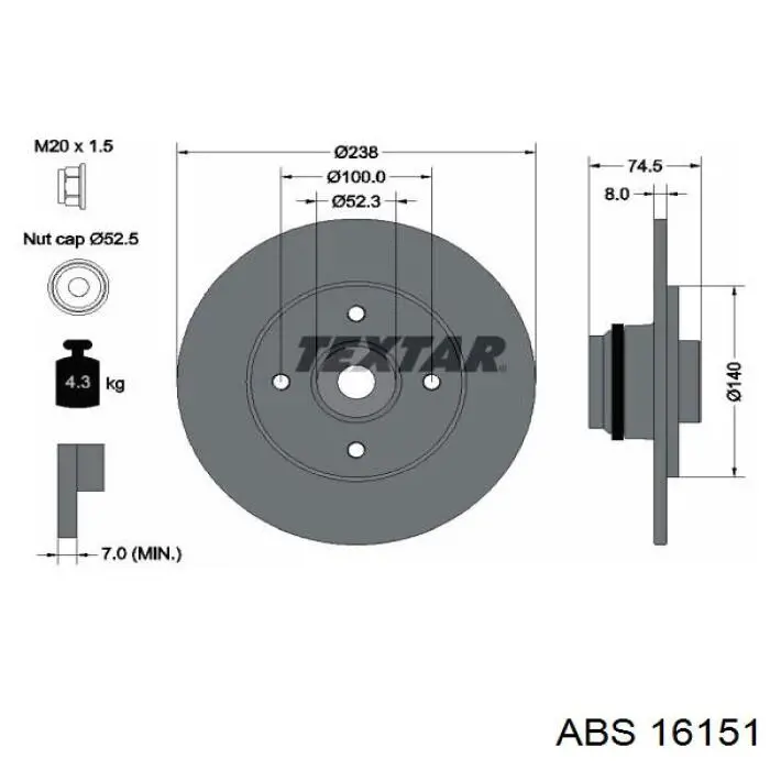 16151 ABS диск гальмівний задній