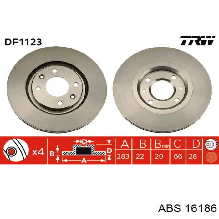 16186 ABS диск гальмівний передній