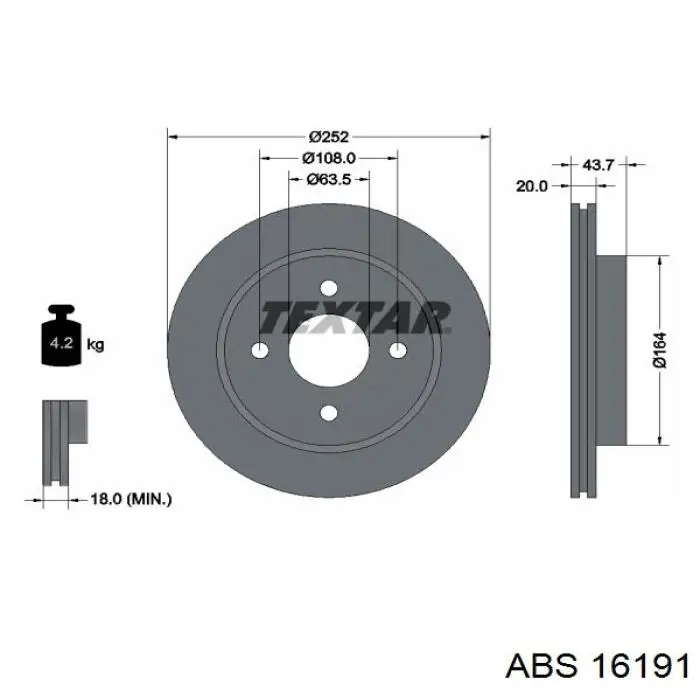 Купити 16191 ABS Диск заднього гальма