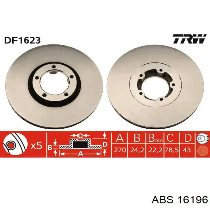 16196 ABS диск гальмівний передній