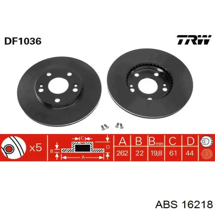16218 ABS диск гальмівний передній