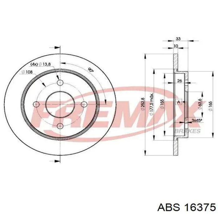 Задні дискові гальма ABS 16375 ціна, від 21.33 USD