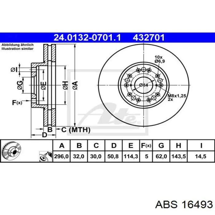 Диск гальмівний передній 16493 ABS