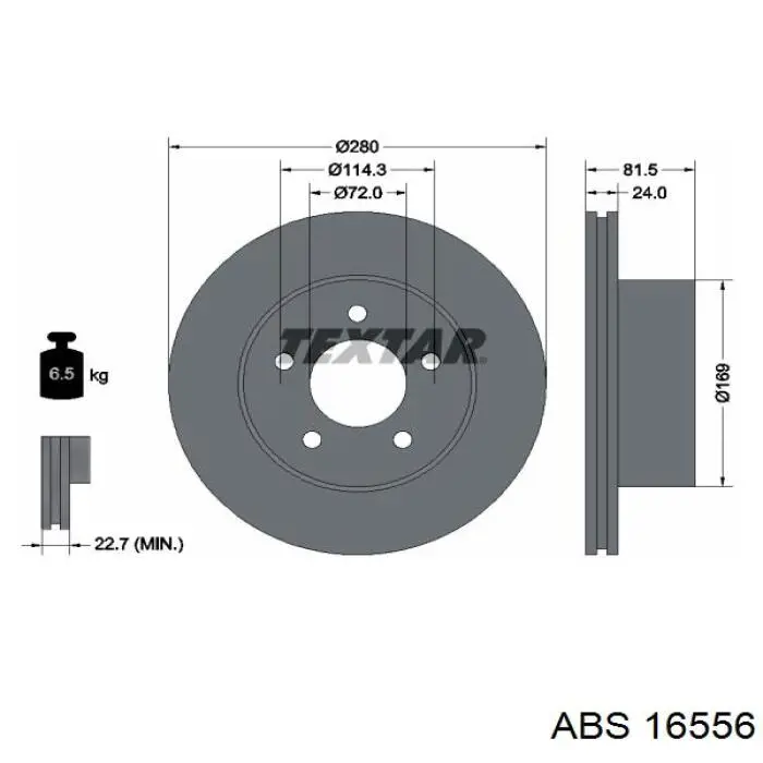 Диск гальмівний передній 16556 ABS