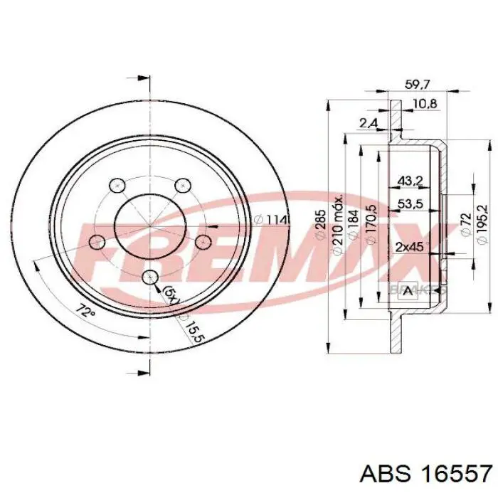 Задні дискові гальма ABS 16557 ціна, від 37.95 USD