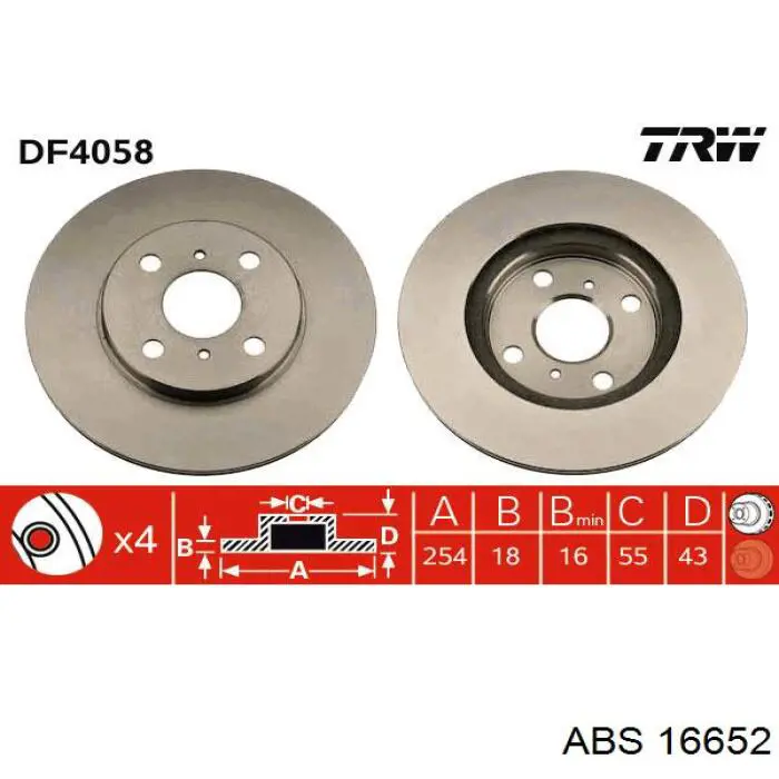 16652 ABS диск гальмівний передній