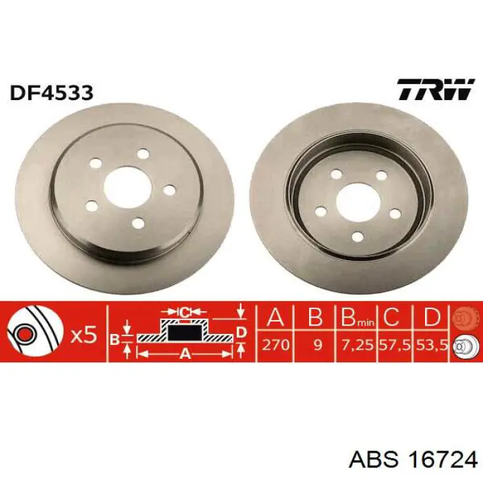 16724 ABS диск гальмівний задній