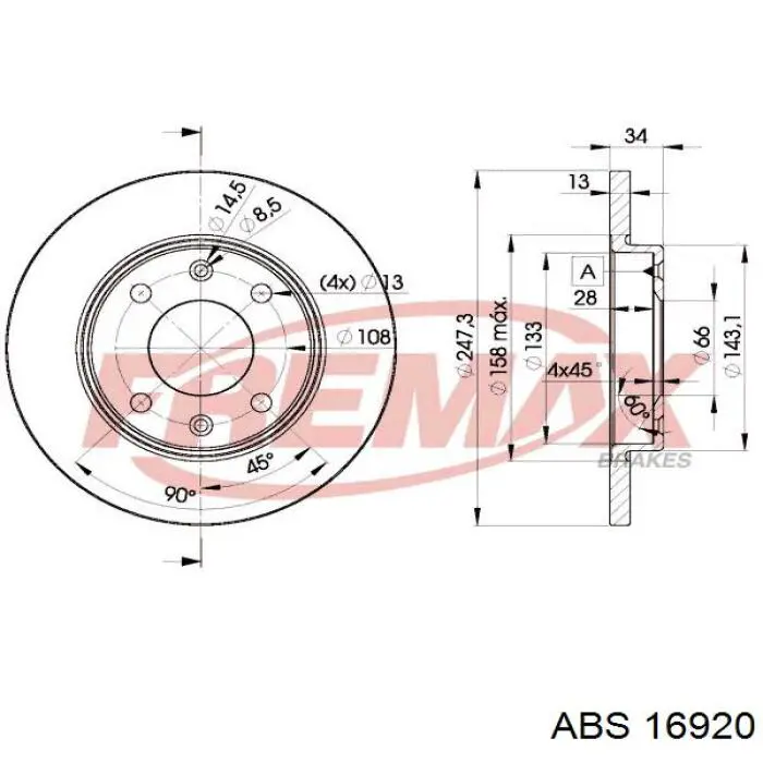 Купити 16920 ABS Ротор гальмівний