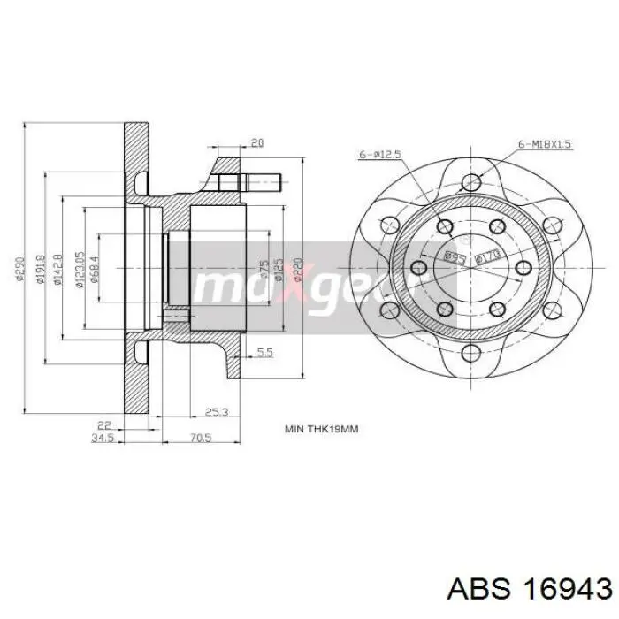 Диск переднього гальма ABS 16943 ціна, від 82.20 USD