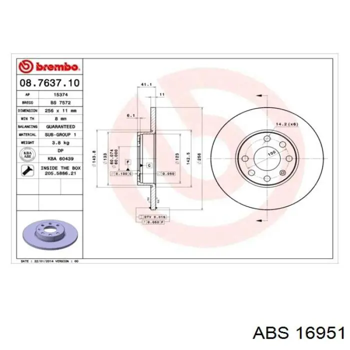 16951 ABS диск гальмівний передній