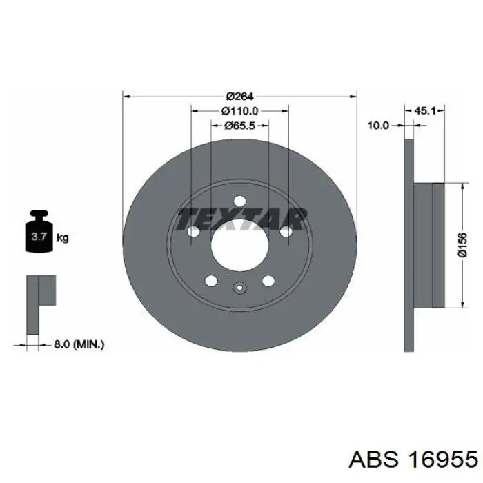 16955 ABS диск гальмівний задній