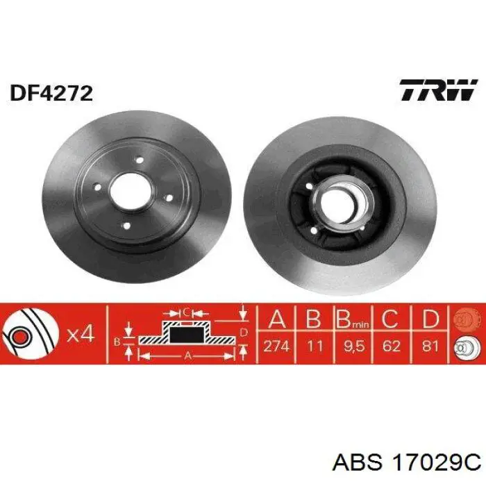 Задні дискові гальма ABS 17029C ціна, від 61.09 USD