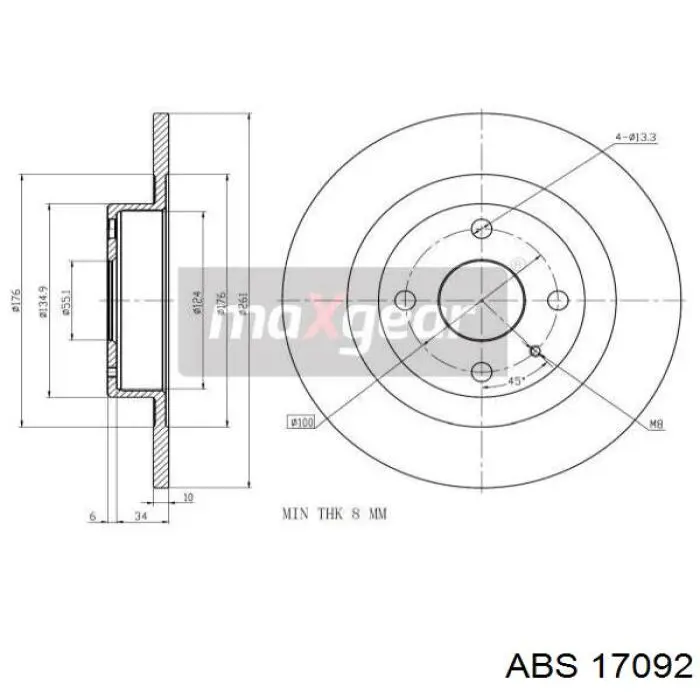 Задні дискові гальма ABS 17092 ціна, від 24.59 USD