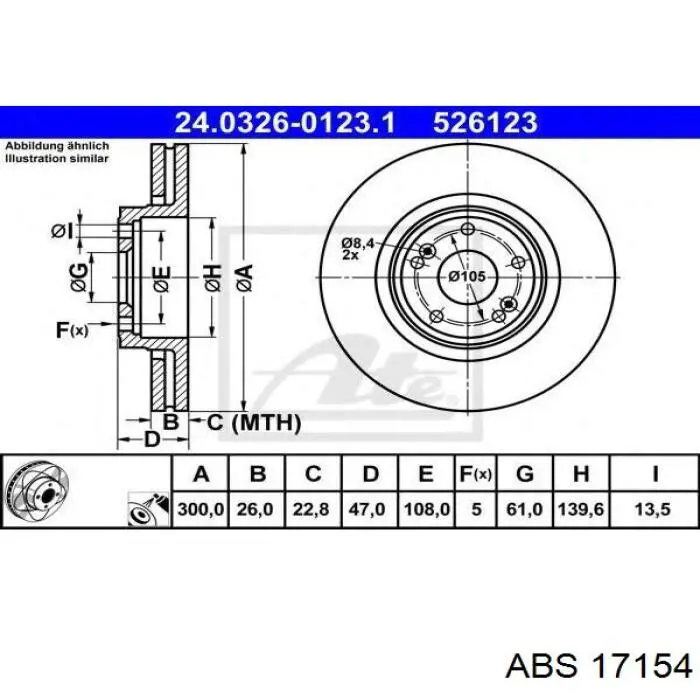 Диск переднього гальма ABS 17154 ціна, від 47.22 USD