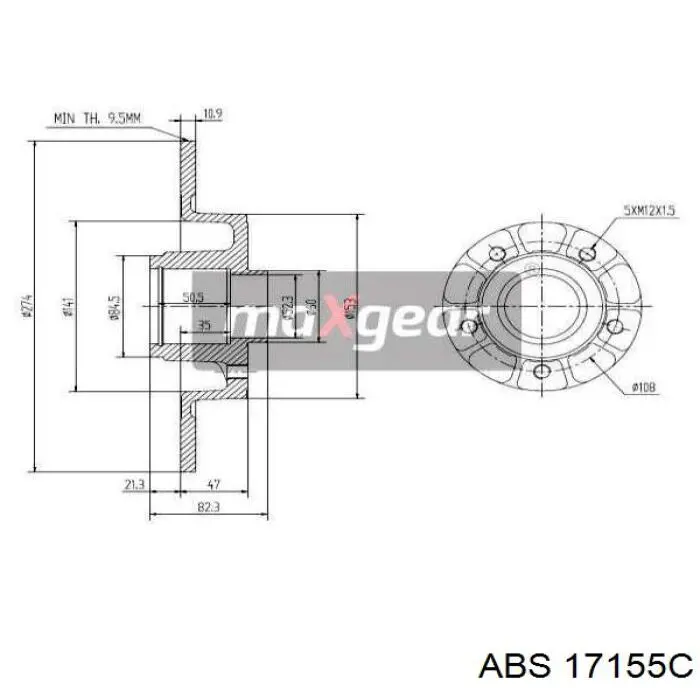 Диск гальмівний задній 17155C ABS