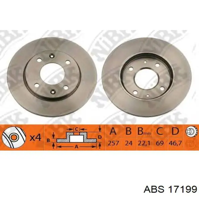 Диск переднього гальма ABS 17199 ціна, від 31.67 USD