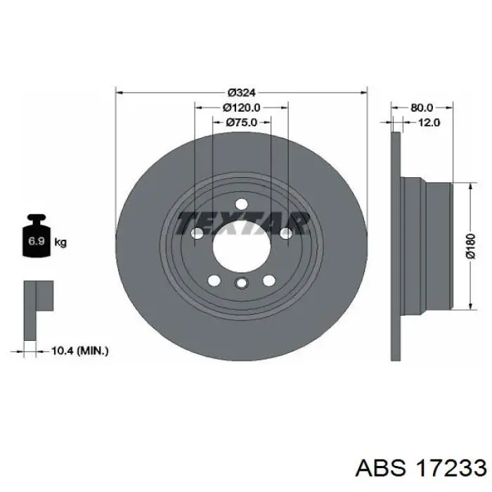 Задні дискові гальма ABS 17233 ціна, від 42.75 USD