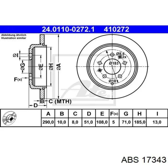 Задні дискові гальма ABS 17343 ціна, від 34.15 USD
